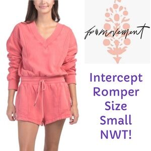 Free People, XS, Intercept Romper, Cute & Comfy, LS V-neck & Shorts, Pink, NWT!